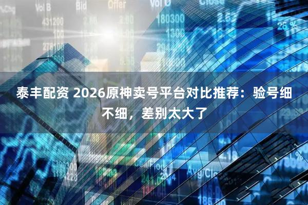 泰丰配资 2026原神卖号平台对比推荐：验号细不细，差别太大了